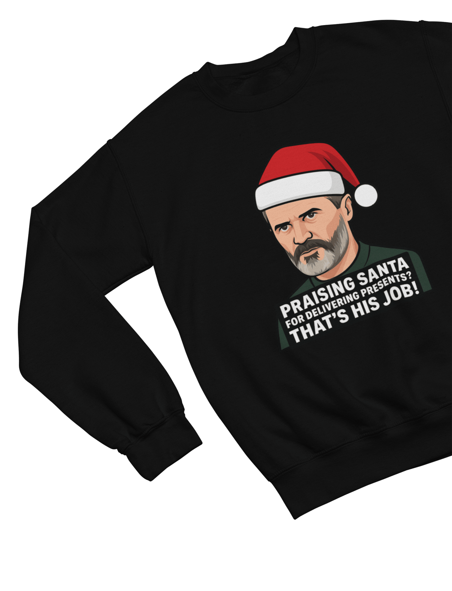 Funny Roy Keane Christmas Sweatshirt & T-Shirt | Santa Parody Jumper - Poster Kingz - Sweatshirt - S - Black