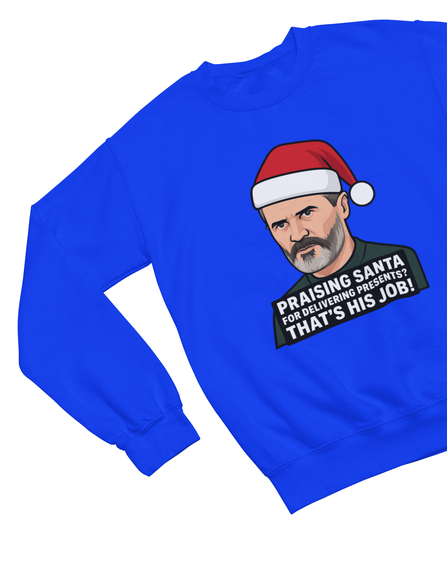 Funny Roy Keane Christmas Sweatshirt & T-Shirt | Santa Parody Jumper - Poster Kingz - Sweatshirt - S - Blue