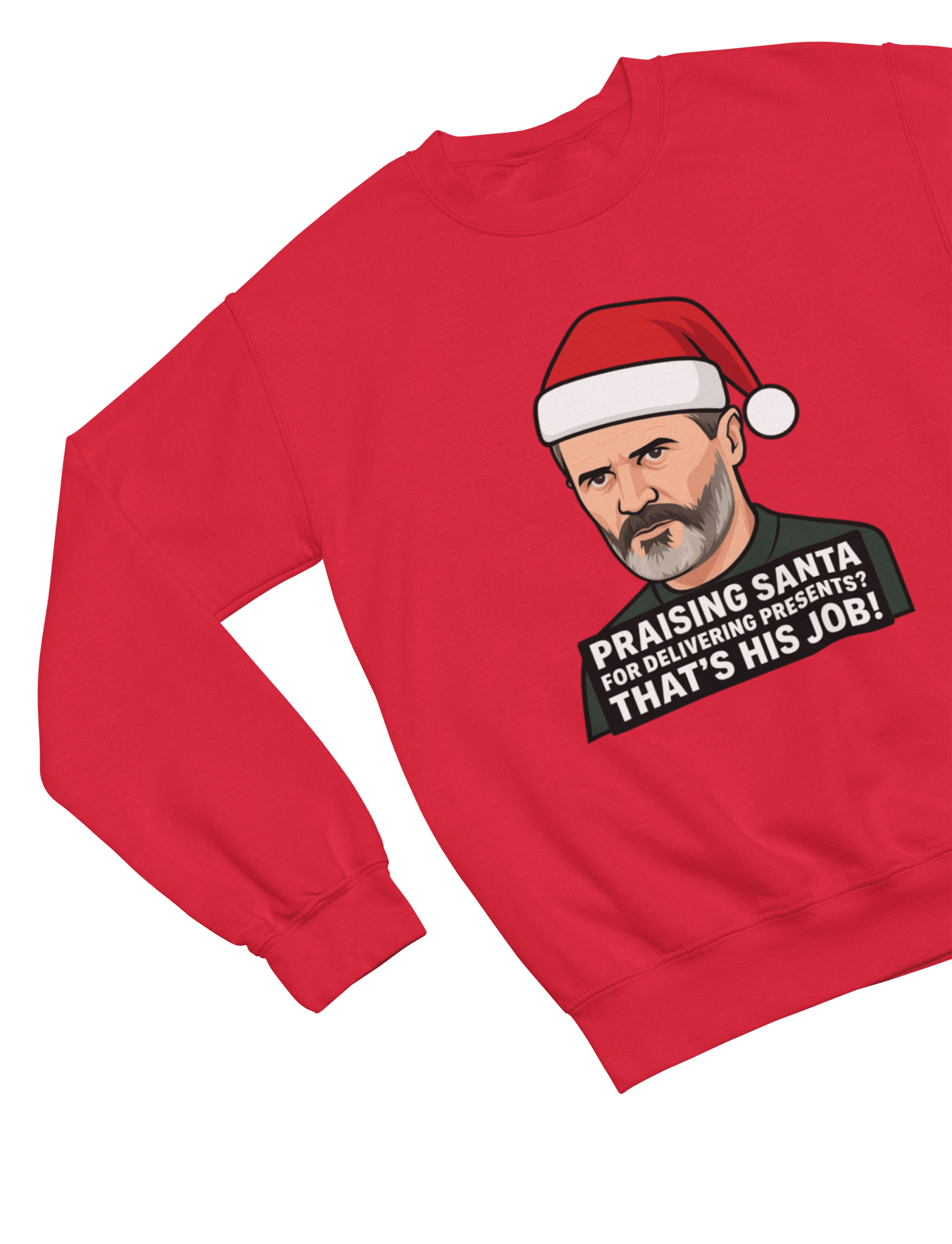 Funny Roy Keane Christmas Sweatshirt & T-Shirt | Santa Parody Jumper - Poster Kingz - Sweatshirt - S - Red