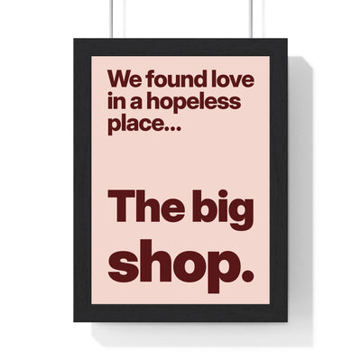 Funny We Found Love lyric print in a black frame