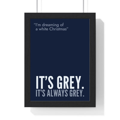 Funny White Christmas lyric print in a black frame