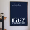 Funny White Christmas lyric print framed on a wall