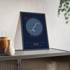 GABA Molecule print framed and leaning on a sideboard