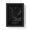 Galway street map poster in black, minimal city map print framed in a black frame