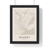 Galway street map poster in cream, minimal city map print framed in a black frame