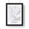 Galway street map poster in white, minimal city map print framed in a black frame