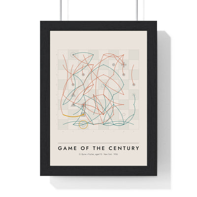 Game of the Century Chess print framed in a black frame, ready to hang