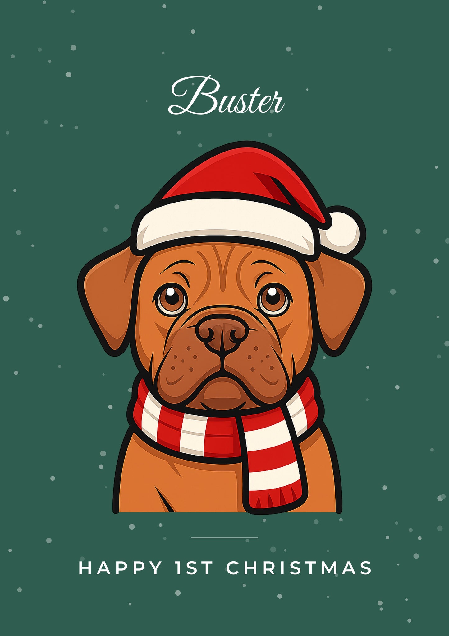 Personalised Christmas Pet Portrait Print | Custom Santa Hat Dog & Cat Art