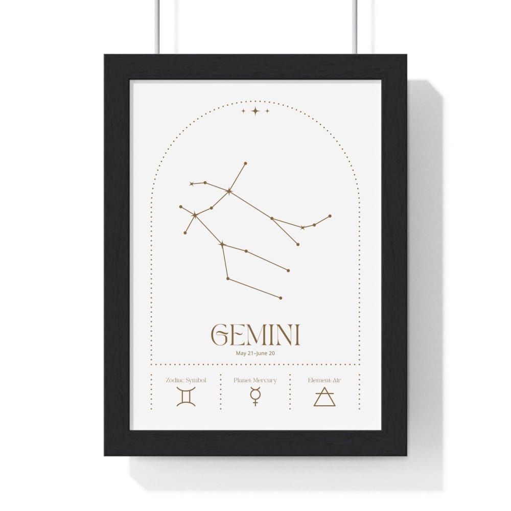 Framed Gemini Minimalist Astrology Chart poster