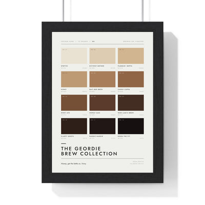 Geordie Brew Colour Chart in a black frame