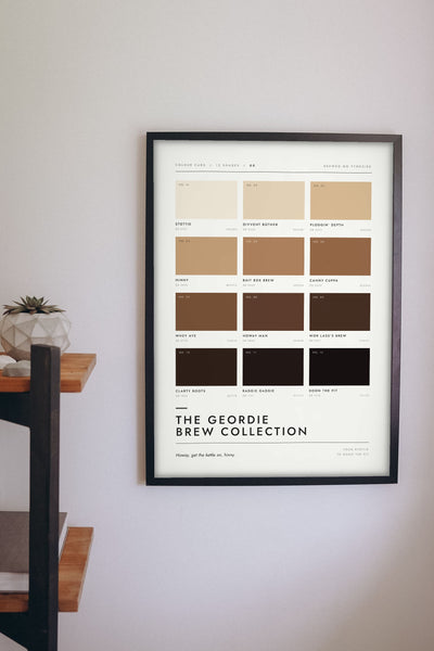 Geordie Brew Colour Chart framed on a wall