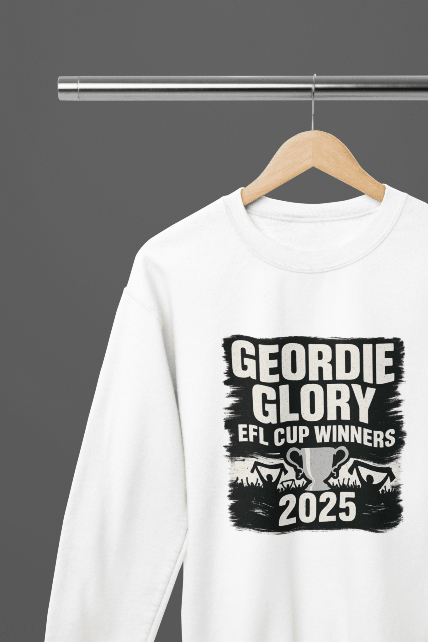 Black t-shirt with Geordie Glory EFL Cup Winners 2025 - Newcastle Fan & Sweatshirt