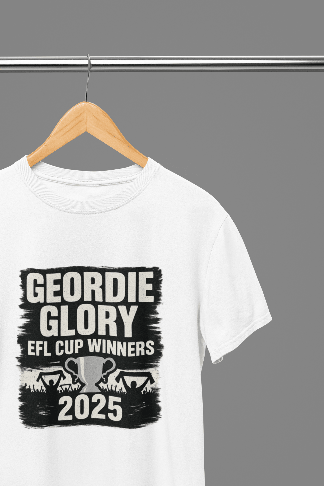 Black t-shirt with Geordie Glory EFL Cup Winners 2025 - Newcastle Fan & Sweatshirt