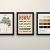 Geordie Sayings Set of 3 Prints framed side by side on a wall