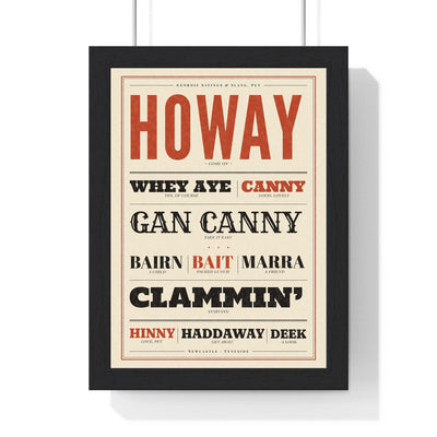 Geordie Slang Print in a black frame
