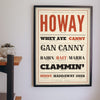 Geordie Slang Print framed on a wall