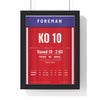 Foreman v Moorer 1994 Boxing Poster framed in a black frame, ready to hang