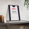 Georgia Hall Royal Lytham 2018 Golf Poster - Caddie Bib First Major Print framed and leaning on a sideboard
