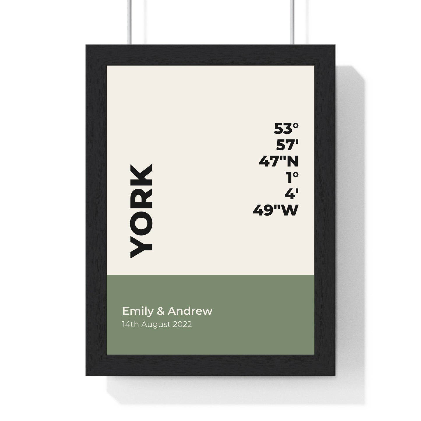 Bold typographic coordinates poster personalised gift