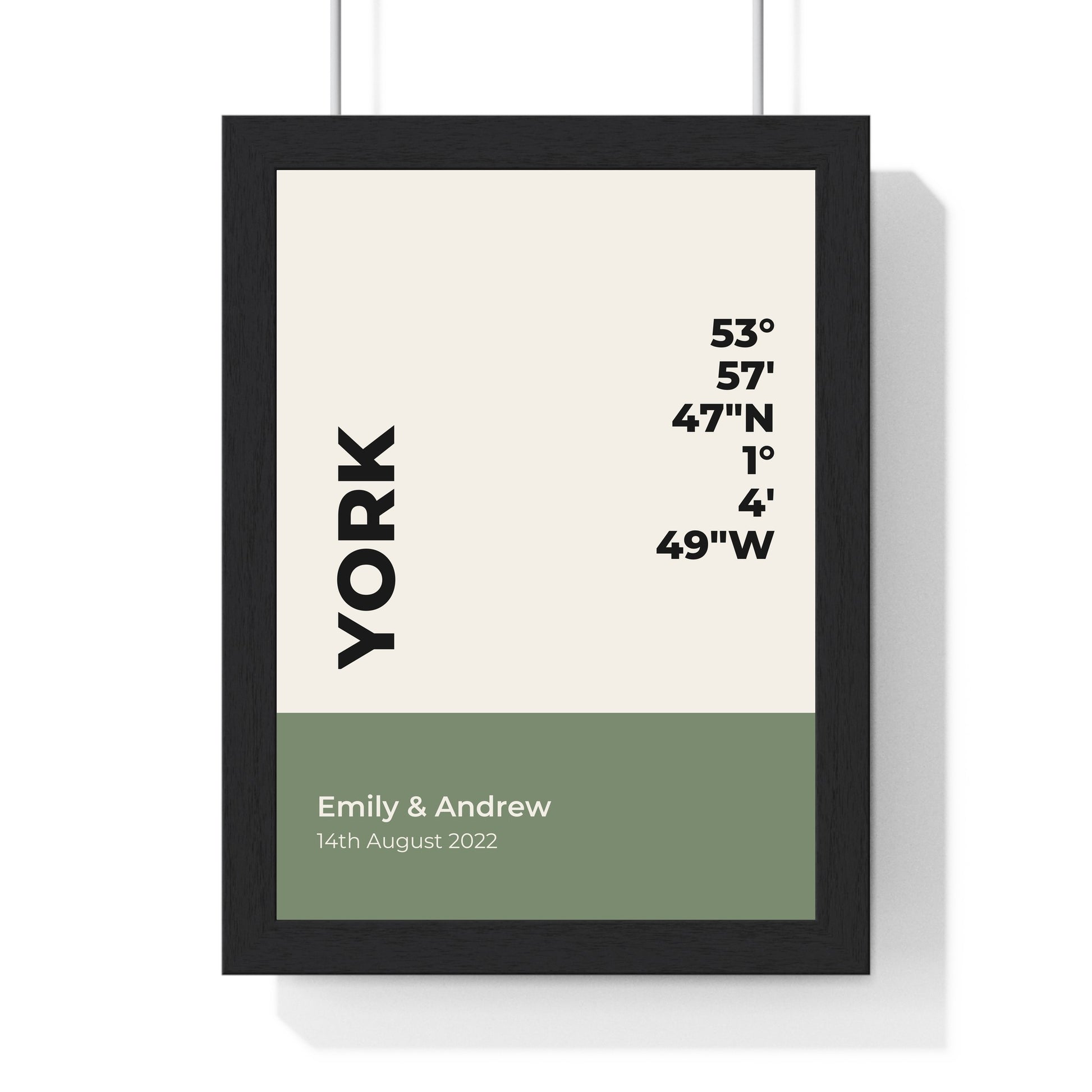 Bold typographic coordinates poster personalised gift