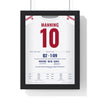 New York Giants London 2007 Poster - Eli Manning 10 First NFL Game at Wembley Jersey Print framed in a black frame, ready to hang
