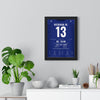 New York Giants Odell Beckham Jr One-Handed Catch 2014 Poster - Beckham 13 Jersey Print framed on a living room wall