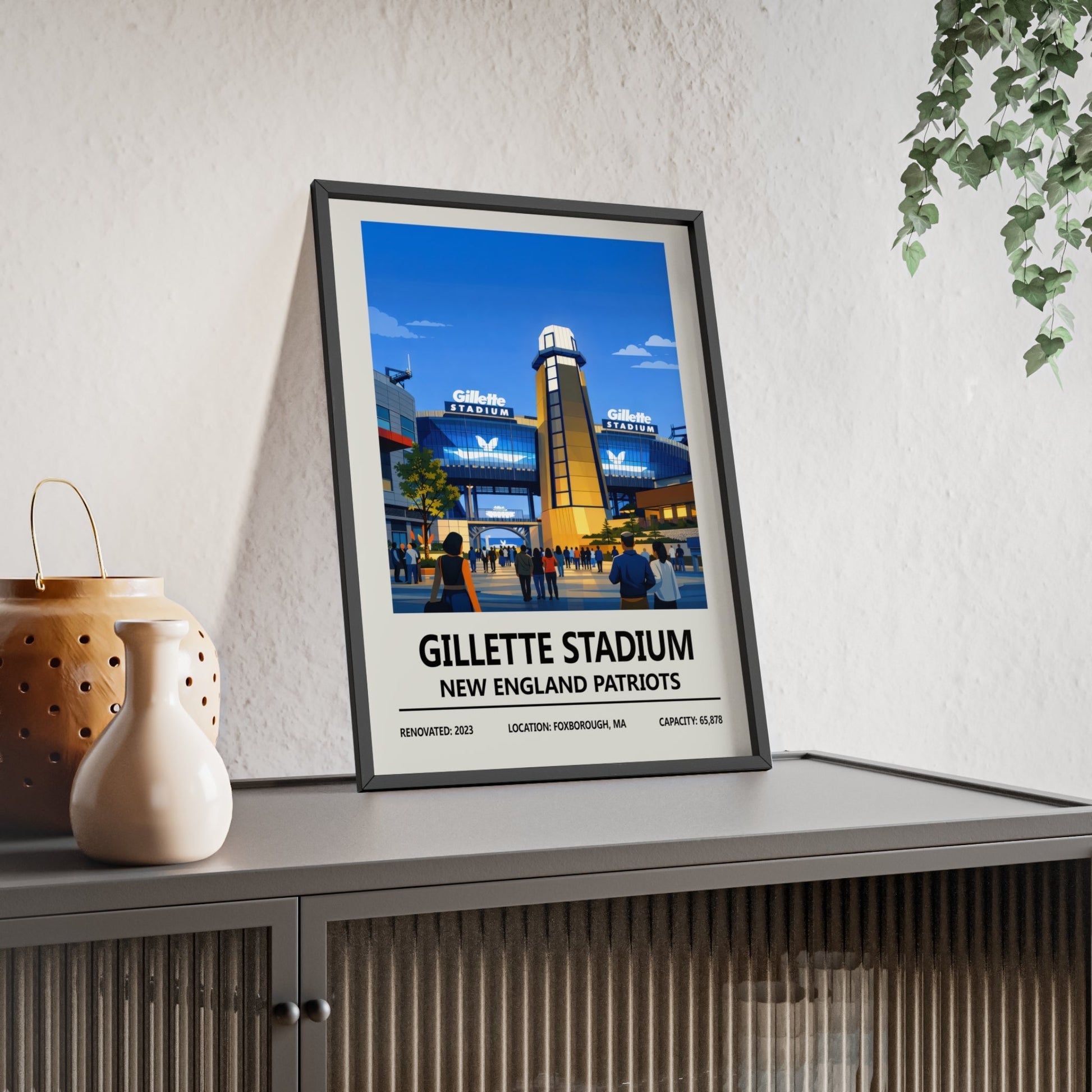 Framed Gillette Stadium New England Patriots poster