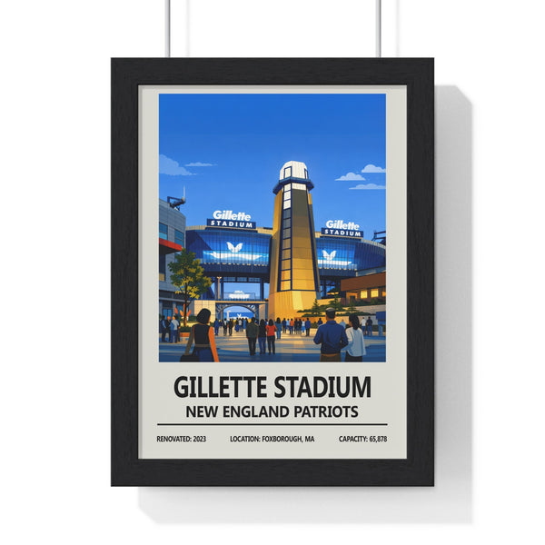 Gillette Stadium New England Patriots poster framed in black Poster Kingz frame
