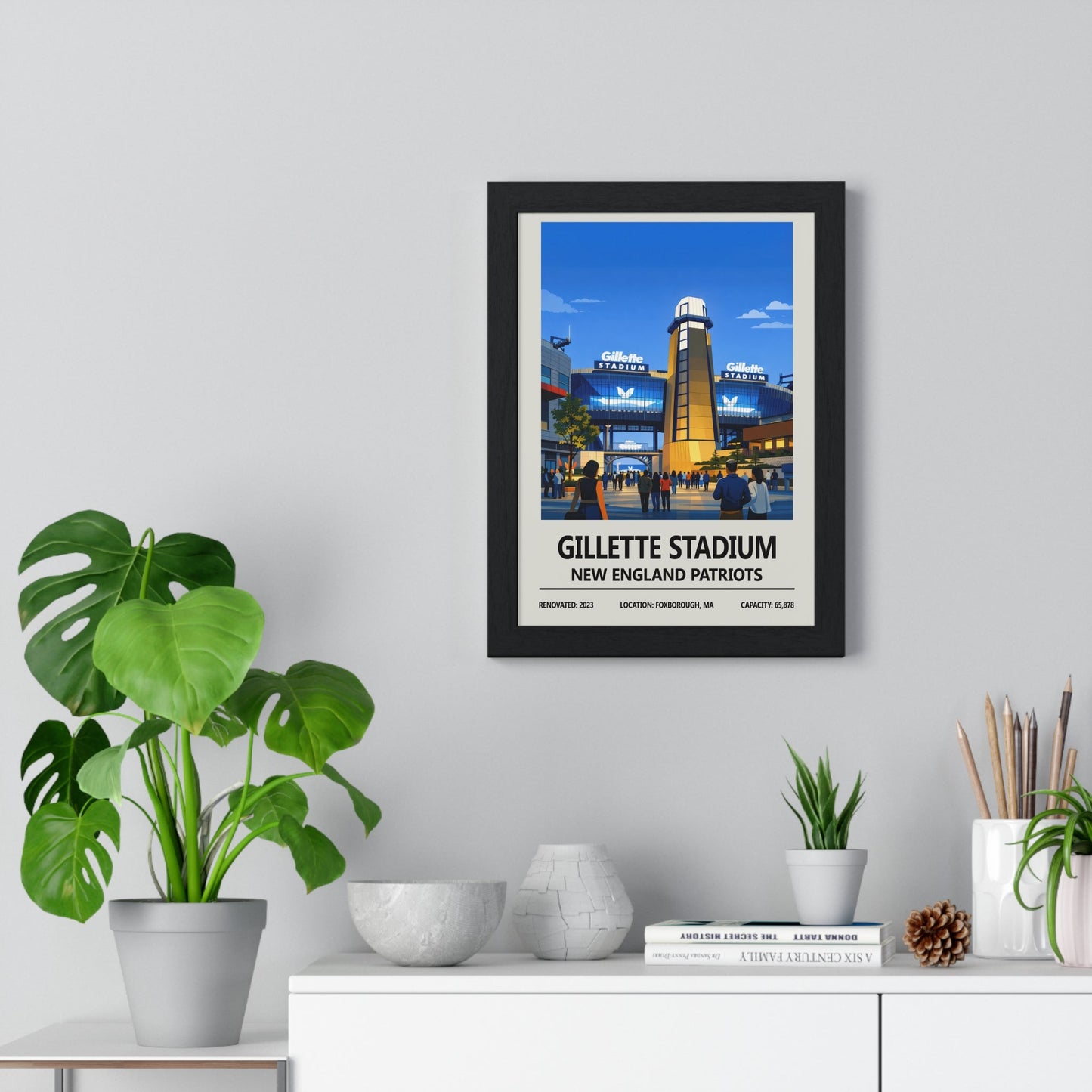 Framed Gillette Stadium New England Patriots poster