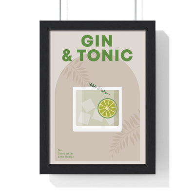 Framed Gin and Tonic - Minimalist Cocktail Print Home Bar Decor print