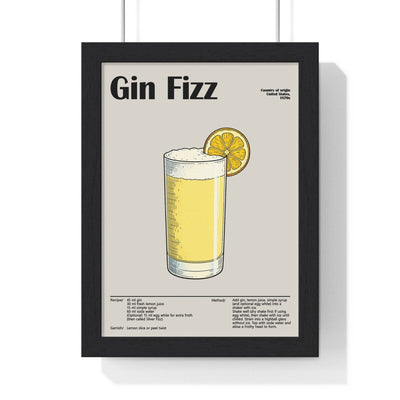 Framed Gin Fizz Cocktail - Bright Classic Drink - print