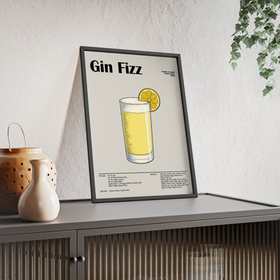 Framed Gin Fizz Cocktail - Bright Classic Drink - print