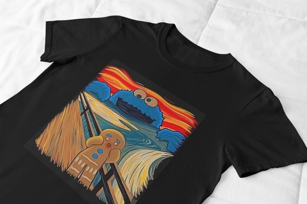 Gingerbread Cookie Monster The Scream T-Shirt/Sweatshirt - Poster Kingz