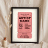 Personalised Concert Ticket Print - Lifestyle - leaning in a frame with dried flowers