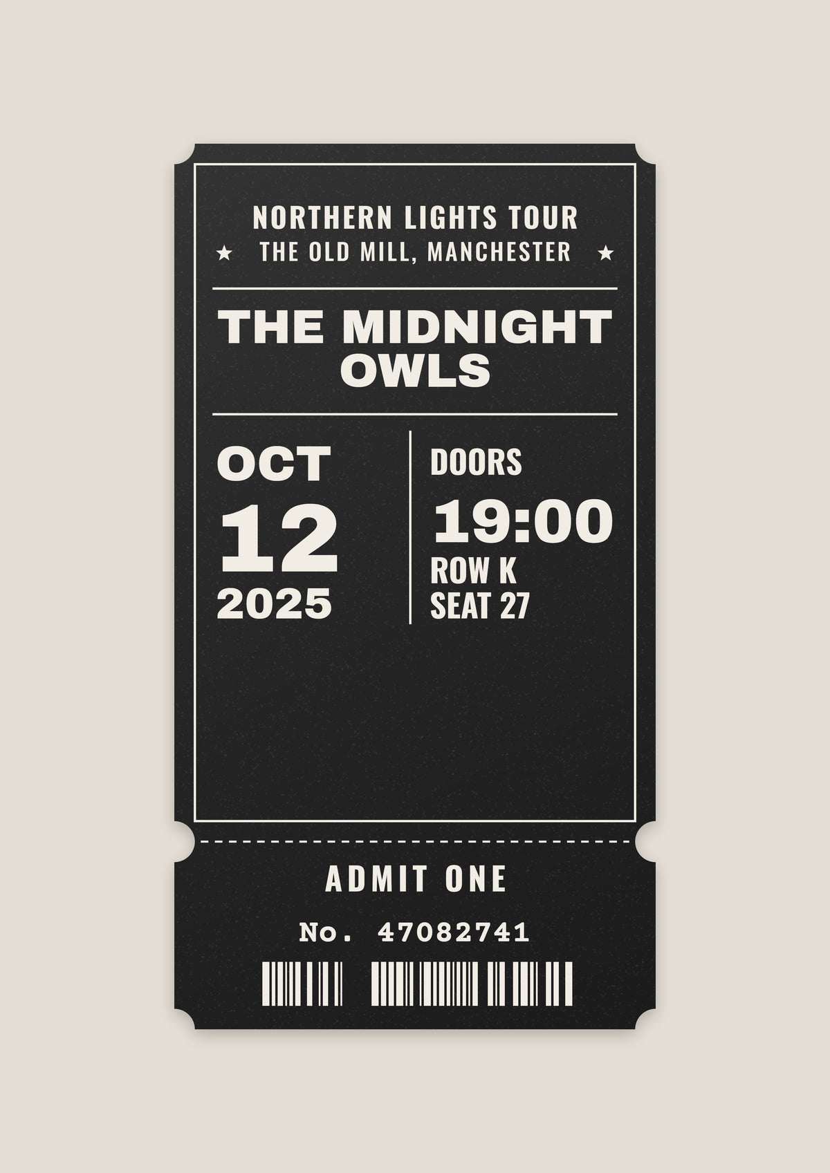 Personalised Concert Ticket Print - second design