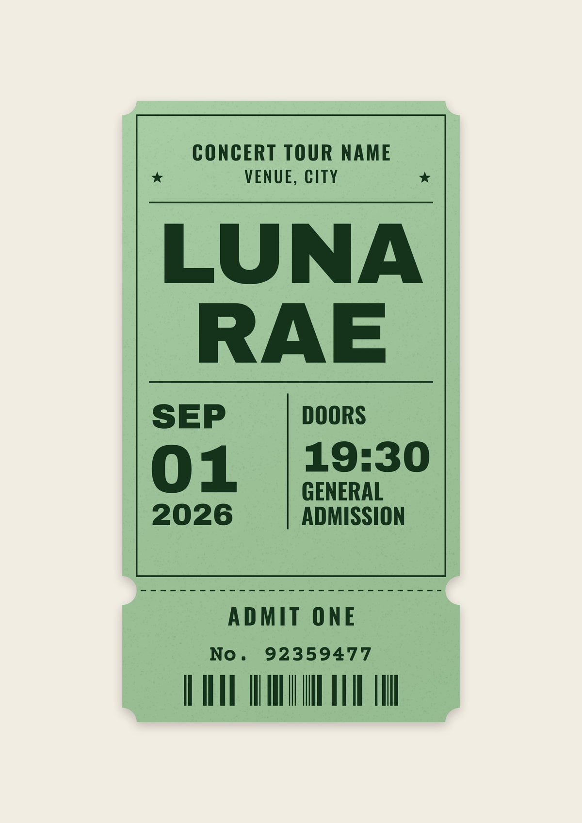 Personalised Concert Ticket Print - third design