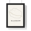 Glasgow Subway Map Print - framed minimal Glasgow metro lines map print, black lines on cream paper