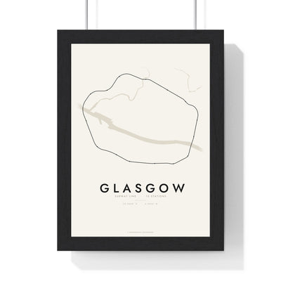 Glasgow Subway Map Print - framed minimal Glasgow metro lines map print, black lines on cream paper