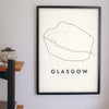 Glasgow Subway Map Print - Glasgow metro lines map print on the living room wall