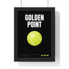 Golden Point Padel print framed in a black frame, ready to hang