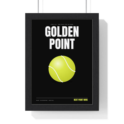 Golden Point Padel print framed in a black frame, ready to hang