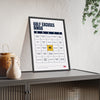 Golf Excuses Bingo print framed and leaning on a sideboard