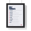 Golf Formats print framed in a black frame, ready to hang