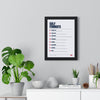 Golf Formats print framed on a living room wall