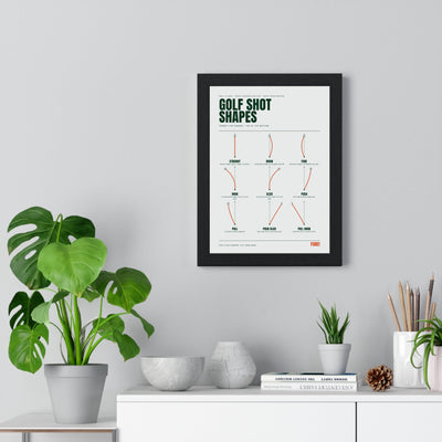 Golf Shot Shapes print framed on a living room wall