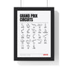 Grand Prix Circuits 2026 print White framed in a black frame, ready to hang