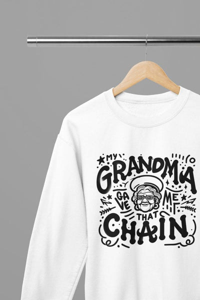 Black t-shirt with Grandma Gave Me That Chain Quote Friday Movie /Sweatshirt front view