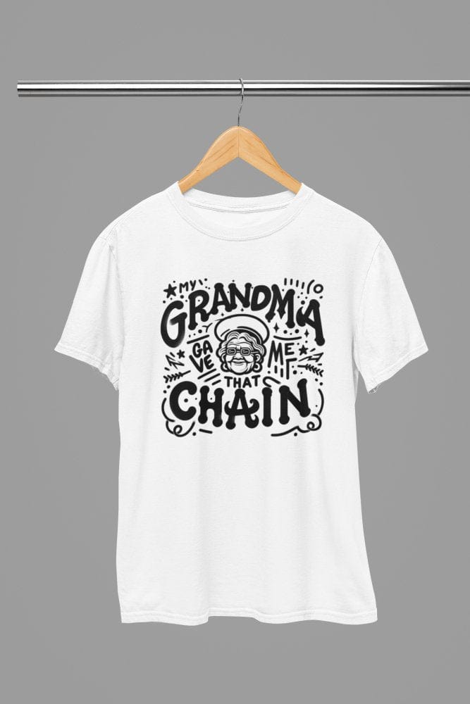 Black t-shirt with Grandma Gave Me That Chain Quote Friday Movie /Sweatshirt back view