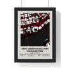 Great American Ball Park map print framed in a black frame, ready to hang