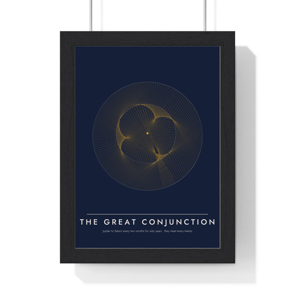 Great Conjunction print framed in a black frame, ready to hang